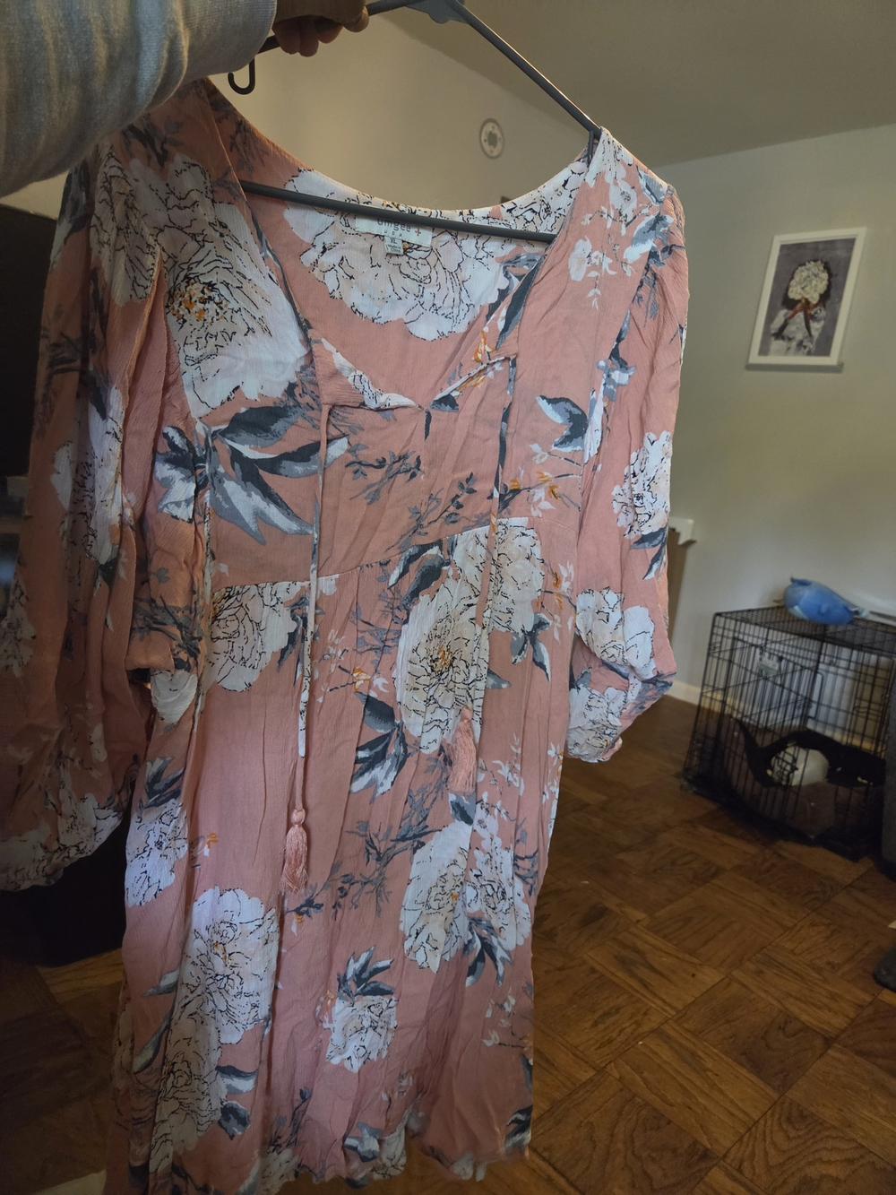 Peach Floral Boho Baby Doll Dress